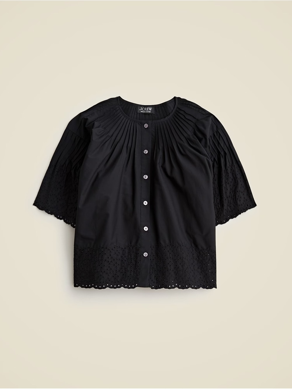 J. Crew Jolie Black Eyelet Cotton Poplin